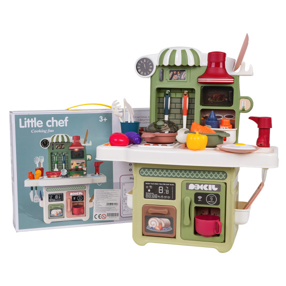 Bucătărie interactivă cu accesorii LITTLE CHEF Cooking Fun – verde