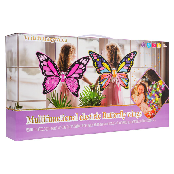 Interaktív pillangószárnyak szivárványos ruhával és koronával BUTTERFLY WINGS