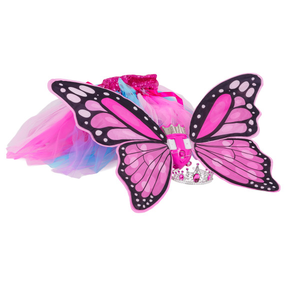 Interaktív pillangószárnyak szivárványos ruhával és koronával BUTTERFLY WINGS