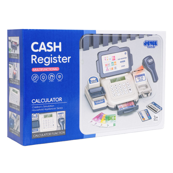 Interaktív pénztárgép kiegészítőkkel  CASH REGISTER - kék-fehér