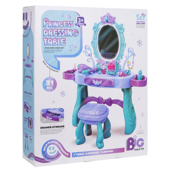 Interaktívny detský toaletný stolík s doplnkami PRINCESS DRESSING TABLE
