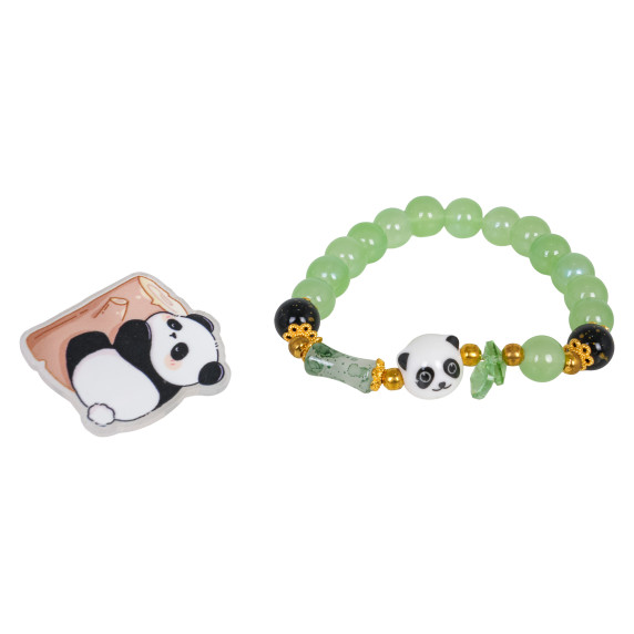 Brățară din mărgele Panda LOVEDEER – verde
