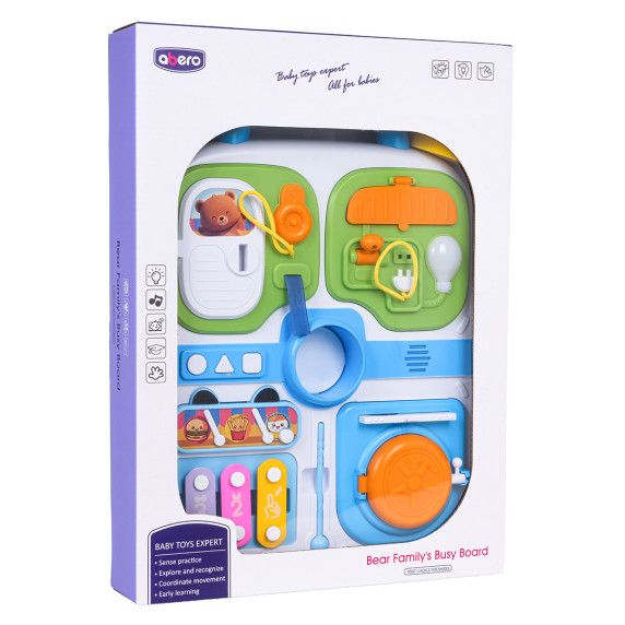 Valiză multifuncțională senzorială – BEAR FAMILY'S BUSY BOARD – albastră