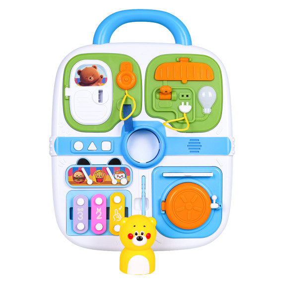 Valiză multifuncțională senzorială – BEAR FAMILY'S BUSY BOARD – albastră