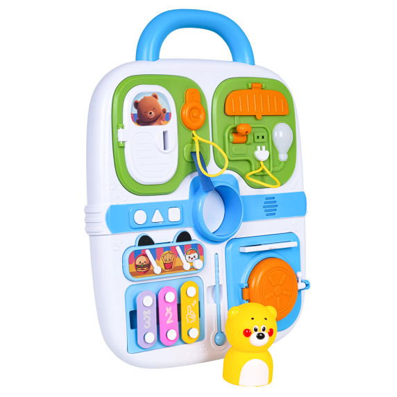 Valiză multifuncțională senzorială – BEAR FAMILY'S BUSY BOARD – albastră