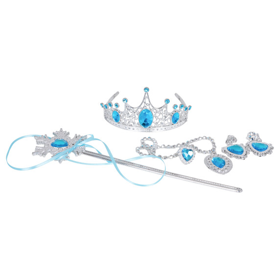 Set prințesă – costum și accesorii strălucitoare în nuanță albastră