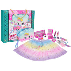 Set de machiaj într-o geantă cu unicorn + fustă din tul curcubeu Inlea4Fun - 