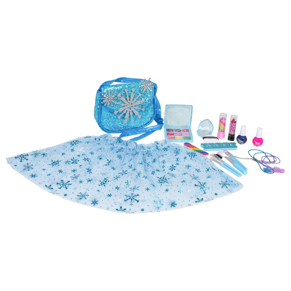 Set de machiaj într-o geantă + fustă albastră din tul - Inlea4Fun SNOW GIRL