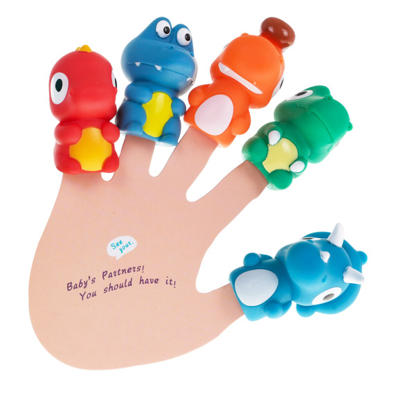 Set 5 marionete pentru degete + carte cu dinozauri pentru copii -  Inlea4Fun FINGER PUPPET