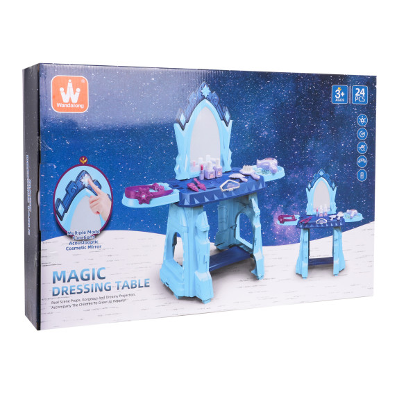 Szépítkező asztal székkel Inlea4Fun MAGIC DRESSING TABLE - Kék