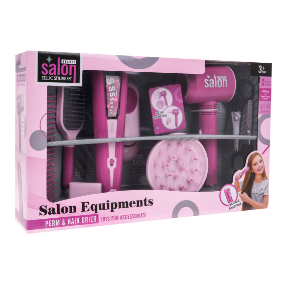Játék fodrász készlet kiegészítökkel Inlea4Fun SALON EQUIPMENTS - Rózsaszín