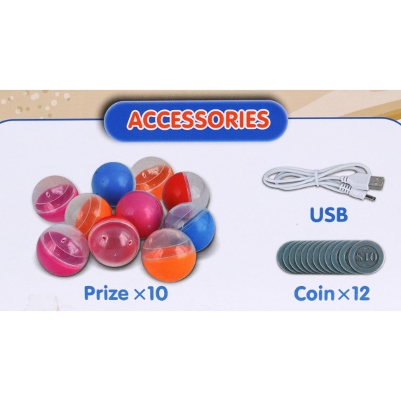 Mașină cu prindere pentru copii 3+ Joc Arcade Captură minge + Panou de control + 10 bile + 12 jetoane