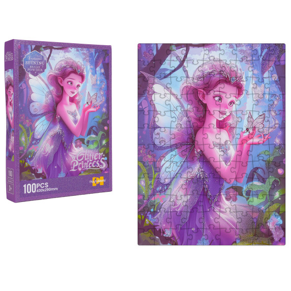 Detské puzzle 100 dielikov PAULI GLITTER PRINCESS - fialová víla