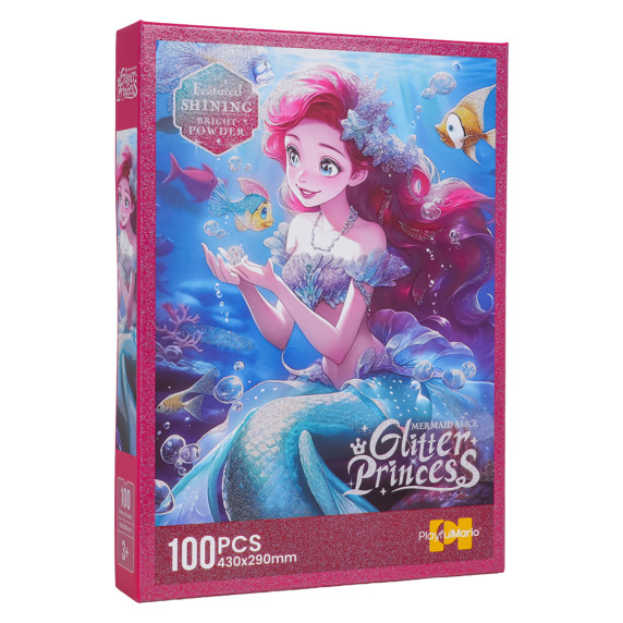 Detské puzzle 100 dielikov MERMAID ALICE GLITTER PRINCESS - morská panna