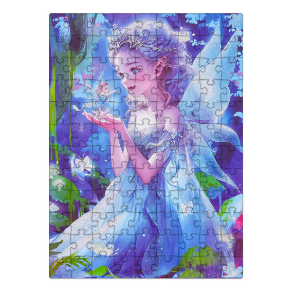 Detské puzzle 100 dielikov CINDY BELLE GLITTER PRINCESS - modrá princezná
