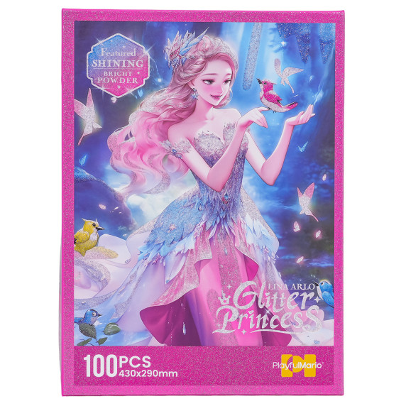 Detské puzzle 100 dielikov LINA ARLO GLITTER PRINCESS - ružová princezná