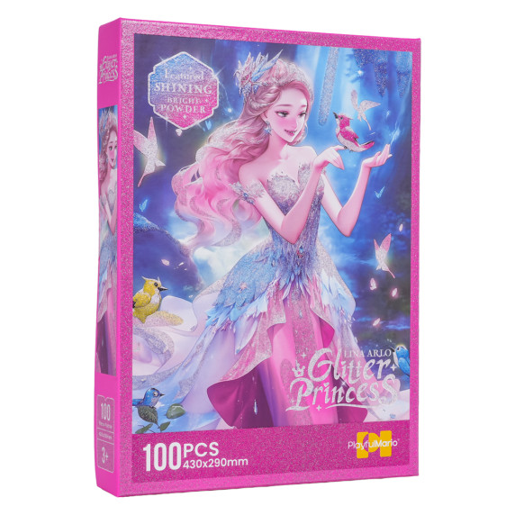 Detské puzzle 100 dielikov LINA ARLO GLITTER PRINCESS - ružová princezná