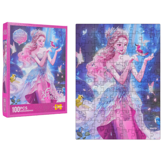 Detské puzzle 100 dielikov LINA ARLO GLITTER PRINCESS - ružová princezná