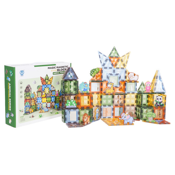 Mágneses építőkocka készlet 116 darabos MAGIC MAGNETIC BLOCKS Animal Paradise