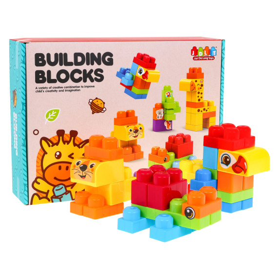 Építőkocka készlet 68 darabos Inlea4Fun BUILDING BLOCKS