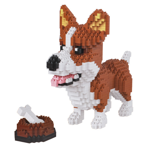 Set creativ de construcție Corgi cu bol și os – 1200 piese – DOGGY 6115