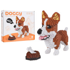 Set creativ de construcție Corgi cu bol și os – 1200 piese – DOGGY 6115 - 