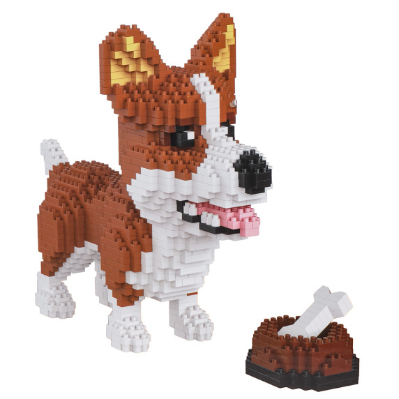 Set creativ de construcție Corgi cu bol și os – 1200 piese – DOGGY 6115