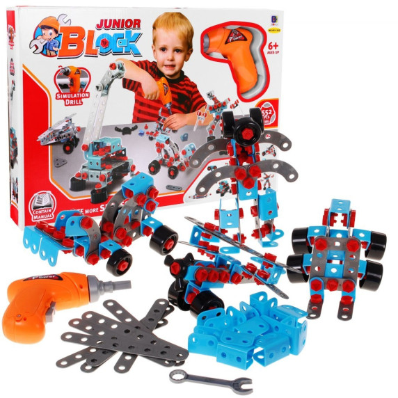 Csavarozós építőjáték 550 darabos Inlea4Fun BLOCK JUNIOR