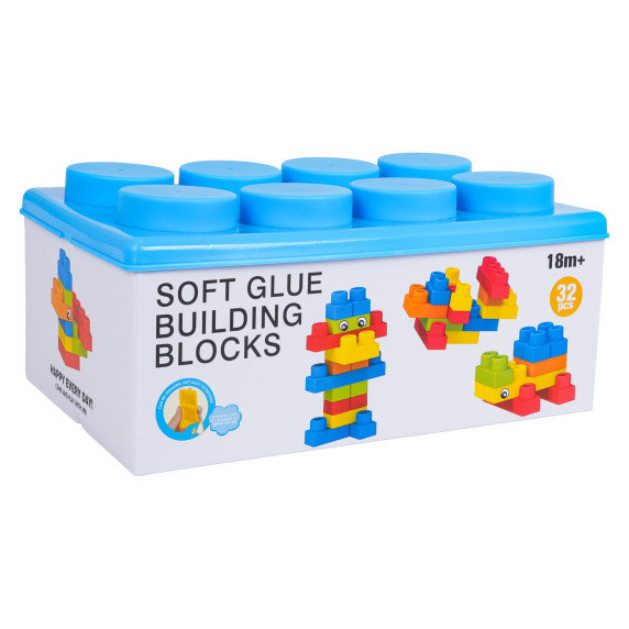 Set blocuri de construcție , 32 de piese -  SOFT GLUE BUILDING BLOCKS