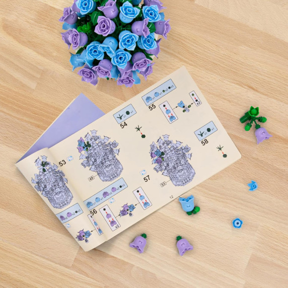 Kreatívna stavebnica Fialové kvety v kvetináči 570 dielov FLOWER STUDIO
