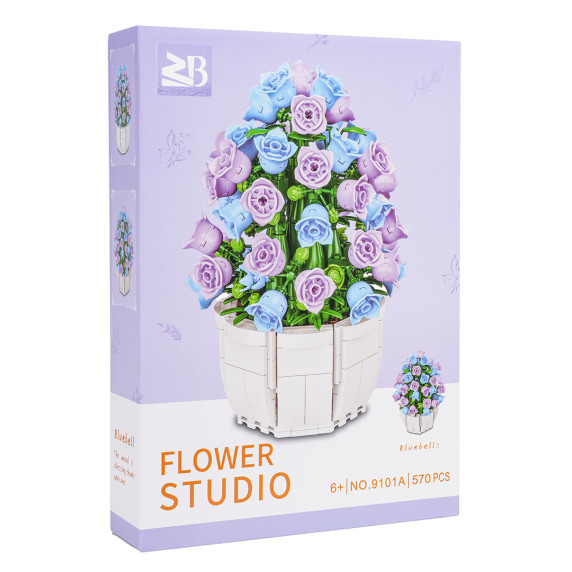 Kreatívna stavebnica Fialové kvety v kvetináči 570 dielov FLOWER STUDIO