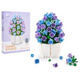 Kreatívna stavebnica Fialové kvety v kvetináči 570 dielov FLOWER STUDIO - 
