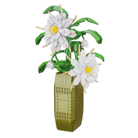 Kreatívna stavebnica Biele kvety v kvetináči 571 dielov FLOWER STUDIO