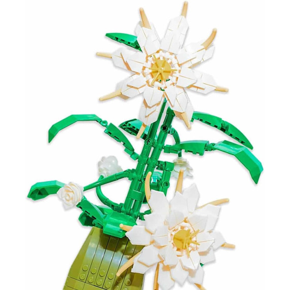 Kreatívna stavebnica Biele kvety v kvetináči 571 dielov FLOWER STUDIO