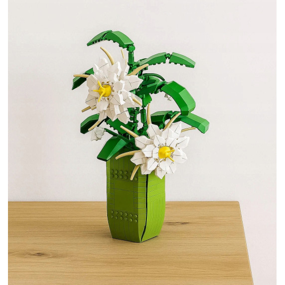 Kreatívna stavebnica Biele kvety v kvetináči 571 dielov FLOWER STUDIO