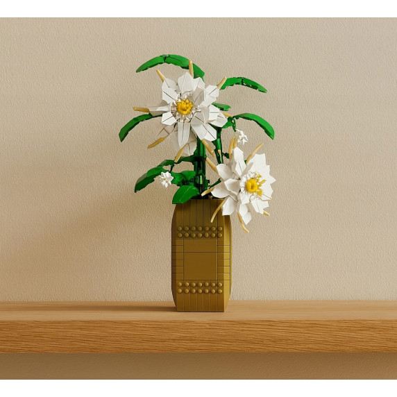 Kreatívna stavebnica Biele kvety v kvetináči 571 dielov FLOWER STUDIO