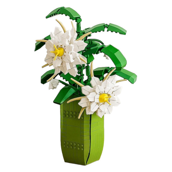 Kreatívna stavebnica Biele kvety v kvetináči 571 dielov FLOWER STUDIO