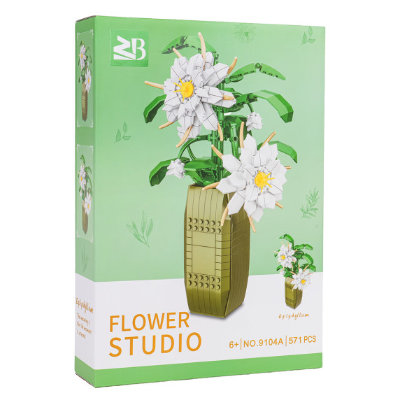 Kreatívna stavebnica Biele kvety v kvetináči 571 dielov FLOWER STUDIO