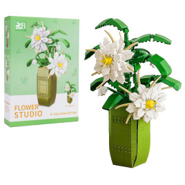 Kreatívna stavebnica Biele kvety v kvetináči 571 dielov FLOWER STUDIO - 