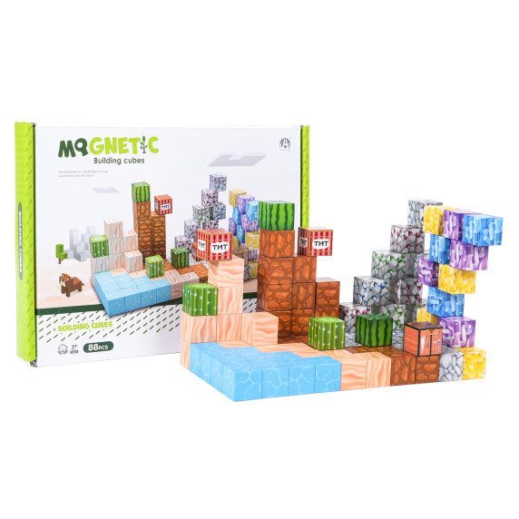 Mágneses építőkészlet 88 darabos MAGNETIC BUILDING CUBES
