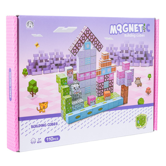Mágneses építőkészlet 110 darabos MAGNETIC BUILDING CUBES