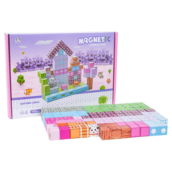 Mágneses építőkészlet 110 darabos MAGNETIC BUILDING CUBES