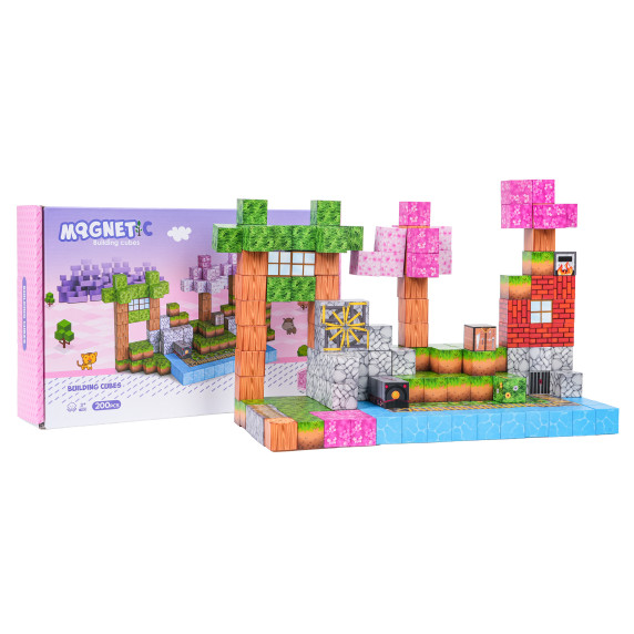 Mágneses építőkészlet 200 darabos MAGNETIC BUILDING CUBES
