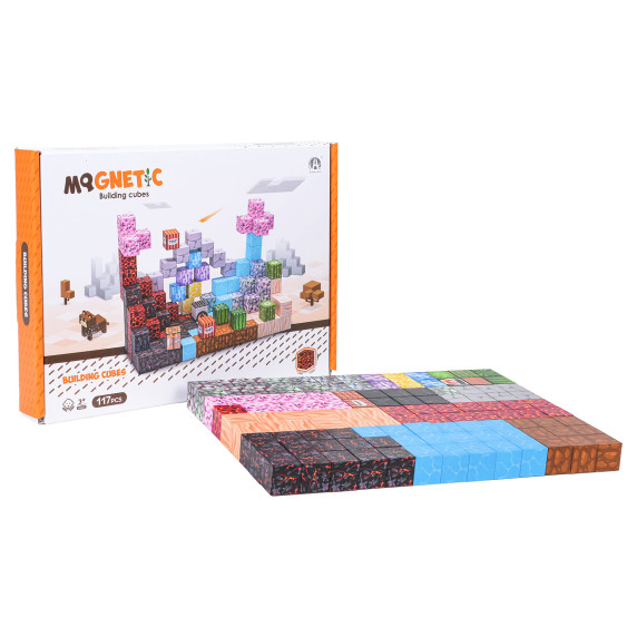 Set de construcție magnetic – 117 cuburi și blocuri 3D