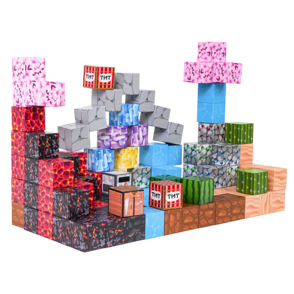 Set de construcție magnetic – 117 cuburi și blocuri 3D