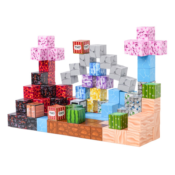 Set de construcție magnetic – 117 cuburi și blocuri 3D