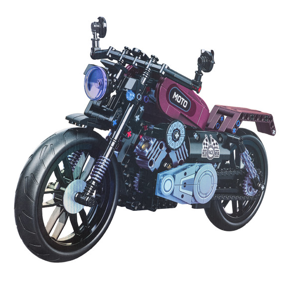 Kreatívna stavebnica Motocykel 469 prvkov MOTORCYCLE - čierny/bordový