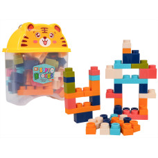 Sada mäkkých stavebných blokov 44 ks v krabici so šnúrkou SOFT BLOCKS - tiger - 