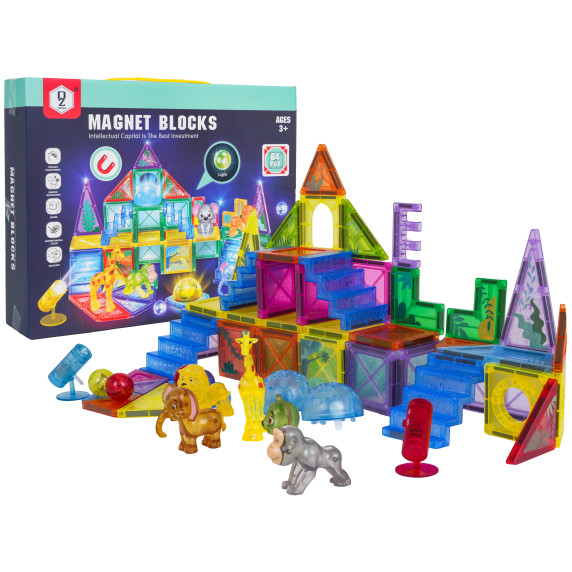 Mágneses építőjáték 64 darabos 3D ZOO MAGNET BLOCKS