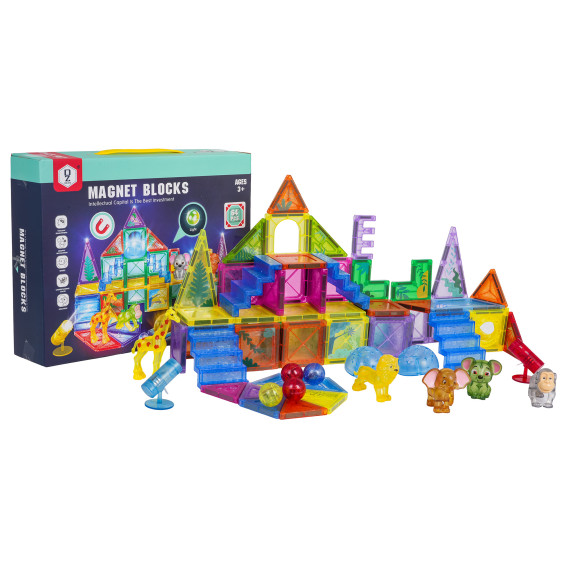 Mágneses építőjáték 64 darabos 3D ZOO MAGNET BLOCKS